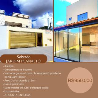 Goiânia: Oferta! Lindo sobrado alto padrão 4 suítes plenas 215 m², 4 vagas de garagem Proximo a Sesi Planalto 1