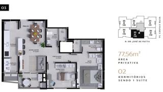Crici&uacute;ma: Residencial Paramount, eleve seu estilo de vida! 2 dormit&oacute;rios sendo 1 su&iacute;te 2