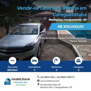 Caraguatatuba: Vende-se Casa com Piscina no Massaguaçu 1