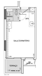 S&atilde;o Paulo: Excelente studio com 20,39m&sup2;, ao lado do Metr&ocirc; Brooklin; Terra&ccedil;o e vista livre. Infra para ar condicionado. 8